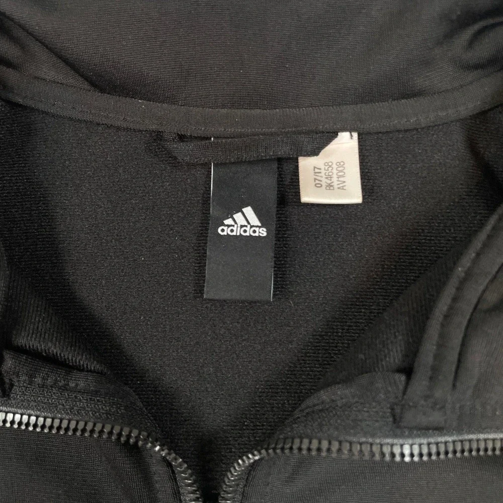 Adidas Mens Jacket Black Striped Athletic Fit Layering Full Zip Track Soccer